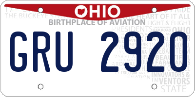 OH license plate GRU2920