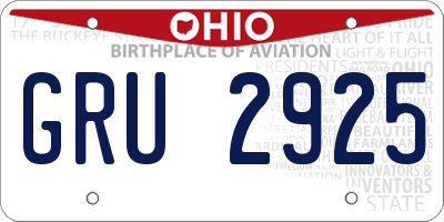 OH license plate GRU2925