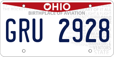 OH license plate GRU2928