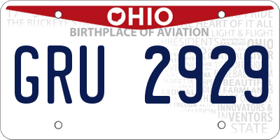 OH license plate GRU2929