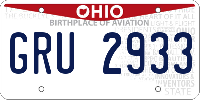 OH license plate GRU2933