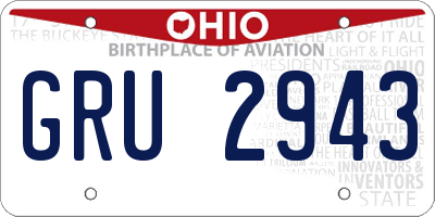 OH license plate GRU2943
