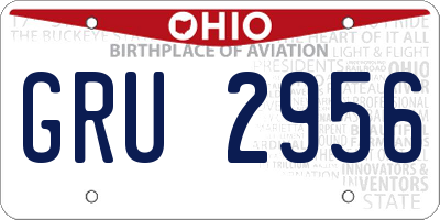 OH license plate GRU2956