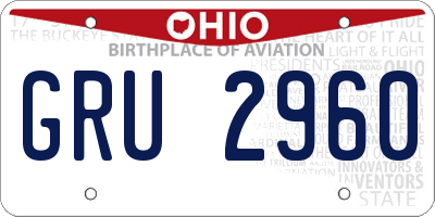 OH license plate GRU2960