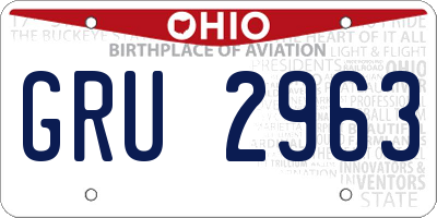 OH license plate GRU2963