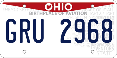 OH license plate GRU2968
