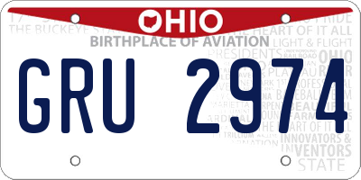 OH license plate GRU2974