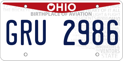 OH license plate GRU2986