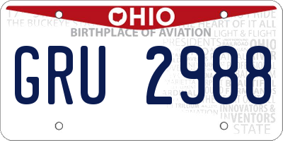 OH license plate GRU2988