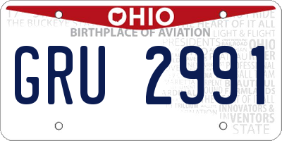OH license plate GRU2991