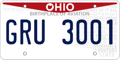 OH license plate GRU3001