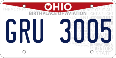 OH license plate GRU3005