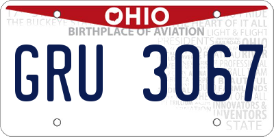 OH license plate GRU3067