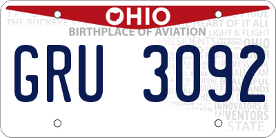 OH license plate GRU3092