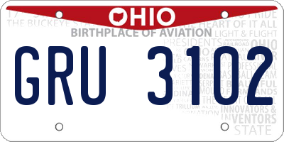 OH license plate GRU3102