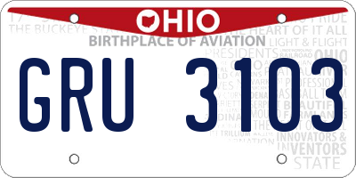 OH license plate GRU3103