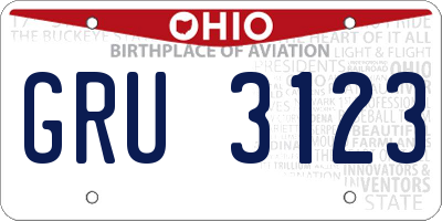OH license plate GRU3123