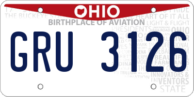 OH license plate GRU3126