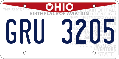 OH license plate GRU3205
