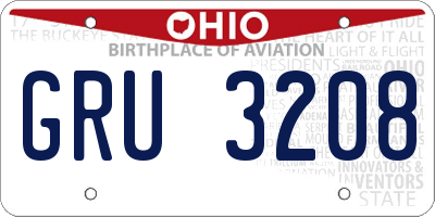 OH license plate GRU3208