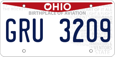 OH license plate GRU3209