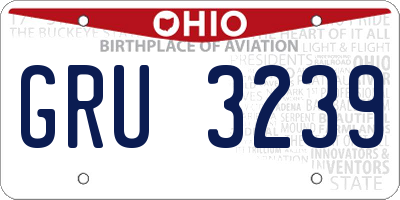 OH license plate GRU3239