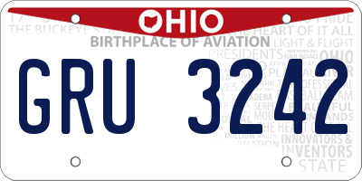 OH license plate GRU3242