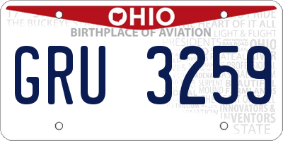 OH license plate GRU3259
