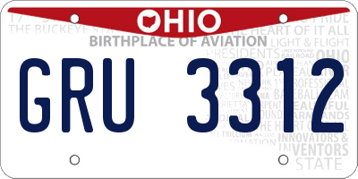 OH license plate GRU3312