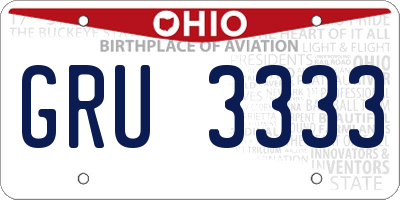 OH license plate GRU3333