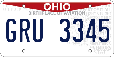 OH license plate GRU3345