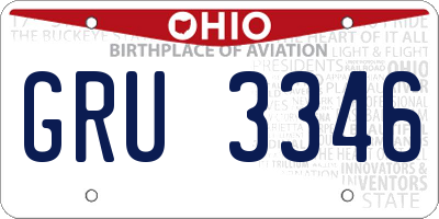 OH license plate GRU3346