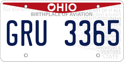 OH license plate GRU3365