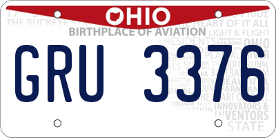 OH license plate GRU3376
