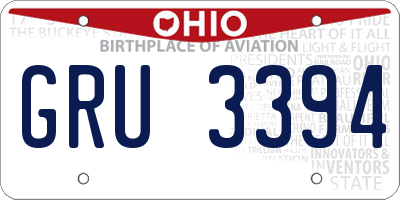 OH license plate GRU3394