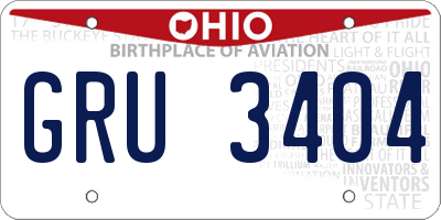 OH license plate GRU3404