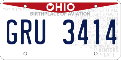 OH license plate GRU3414