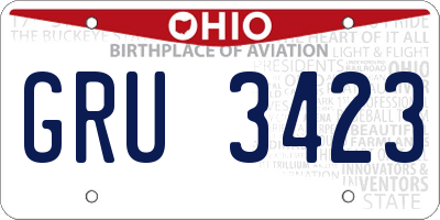 OH license plate GRU3423