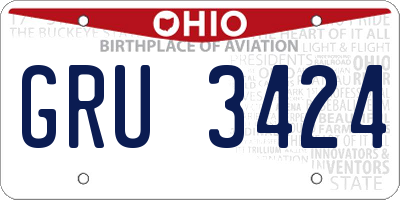OH license plate GRU3424
