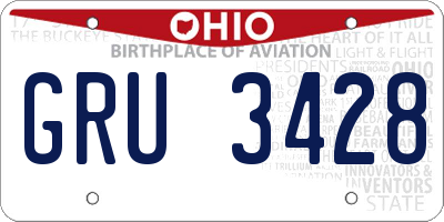 OH license plate GRU3428