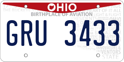 OH license plate GRU3433