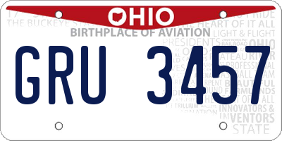 OH license plate GRU3457