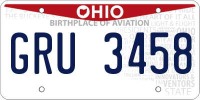 OH license plate GRU3458