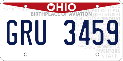 OH license plate GRU3459