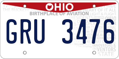 OH license plate GRU3476