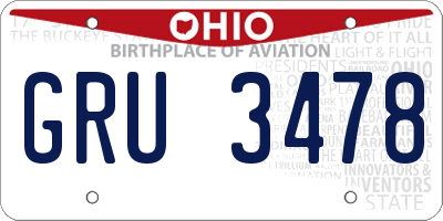 OH license plate GRU3478