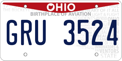 OH license plate GRU3524