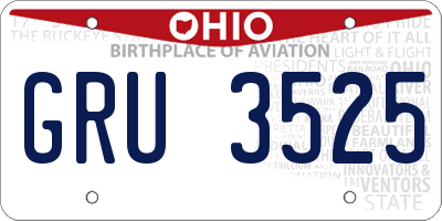 OH license plate GRU3525