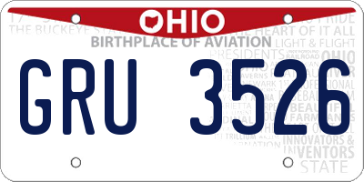 OH license plate GRU3526
