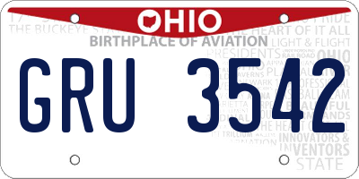 OH license plate GRU3542